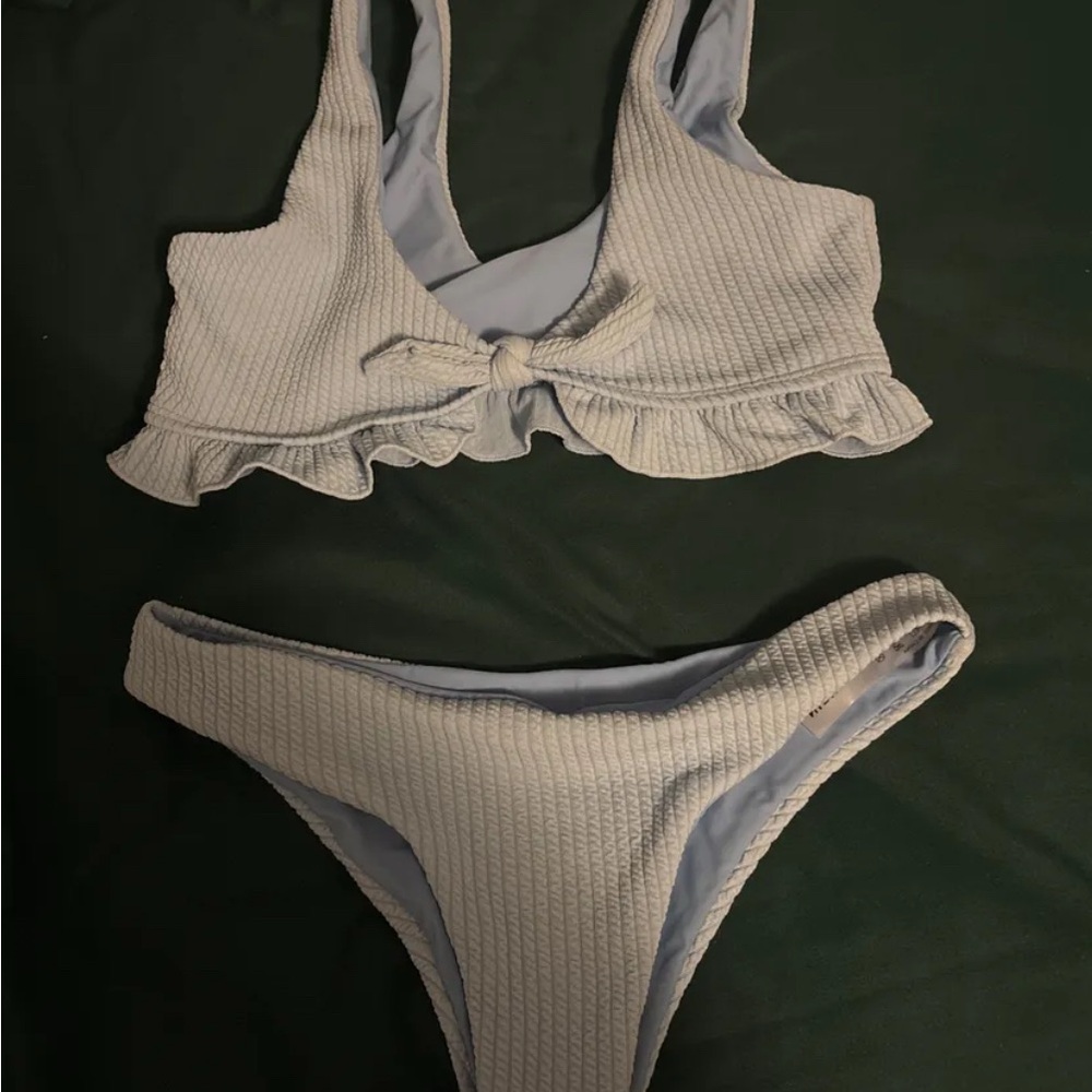 Ribbed Bikini Set with Ruffle Detail